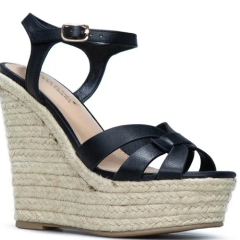 Black Platform Wedge, 8  "Krystal"